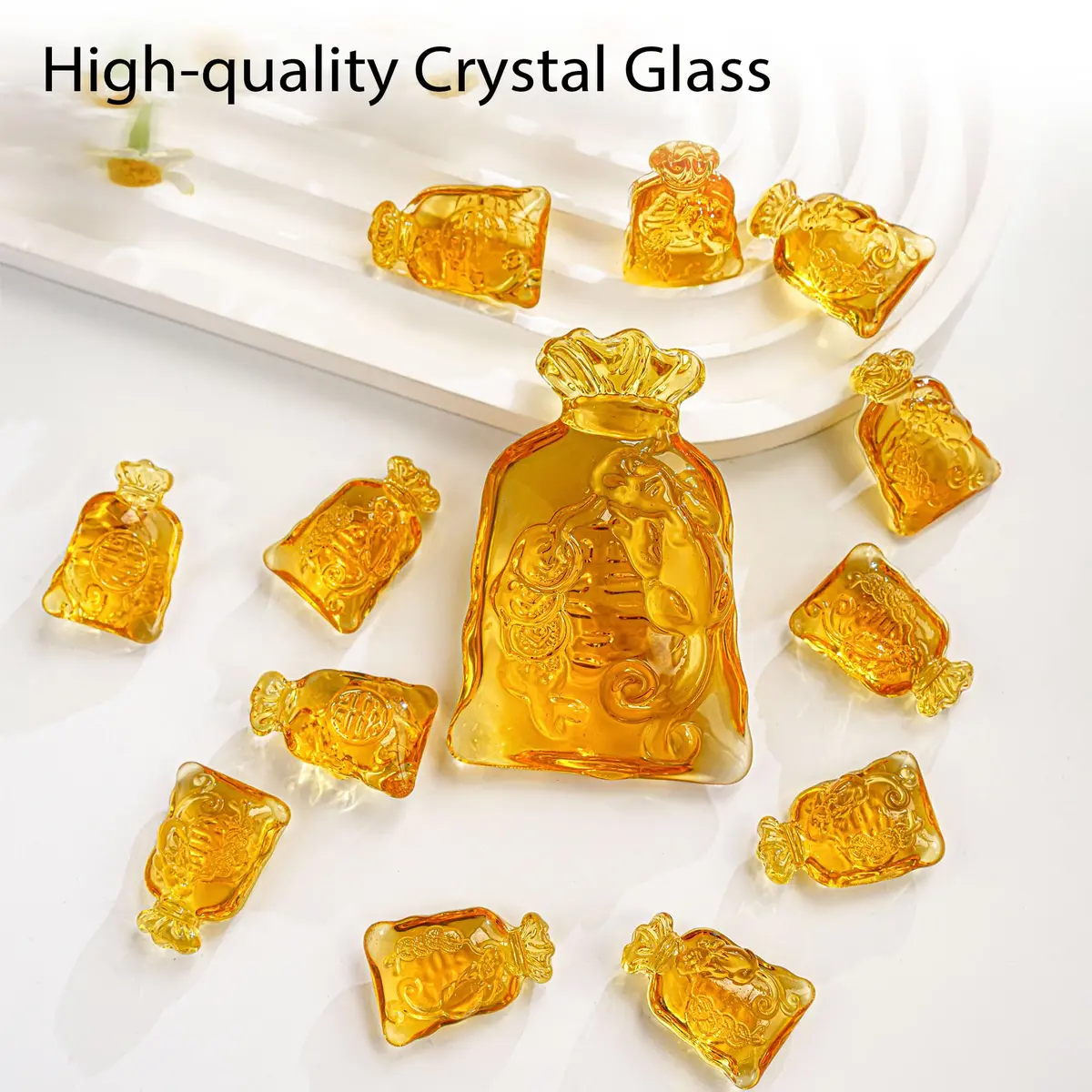 YU FENG Crystal Wealth Figurines 13 Pack | 70mm & 30mm Money Bag Decor - view 4