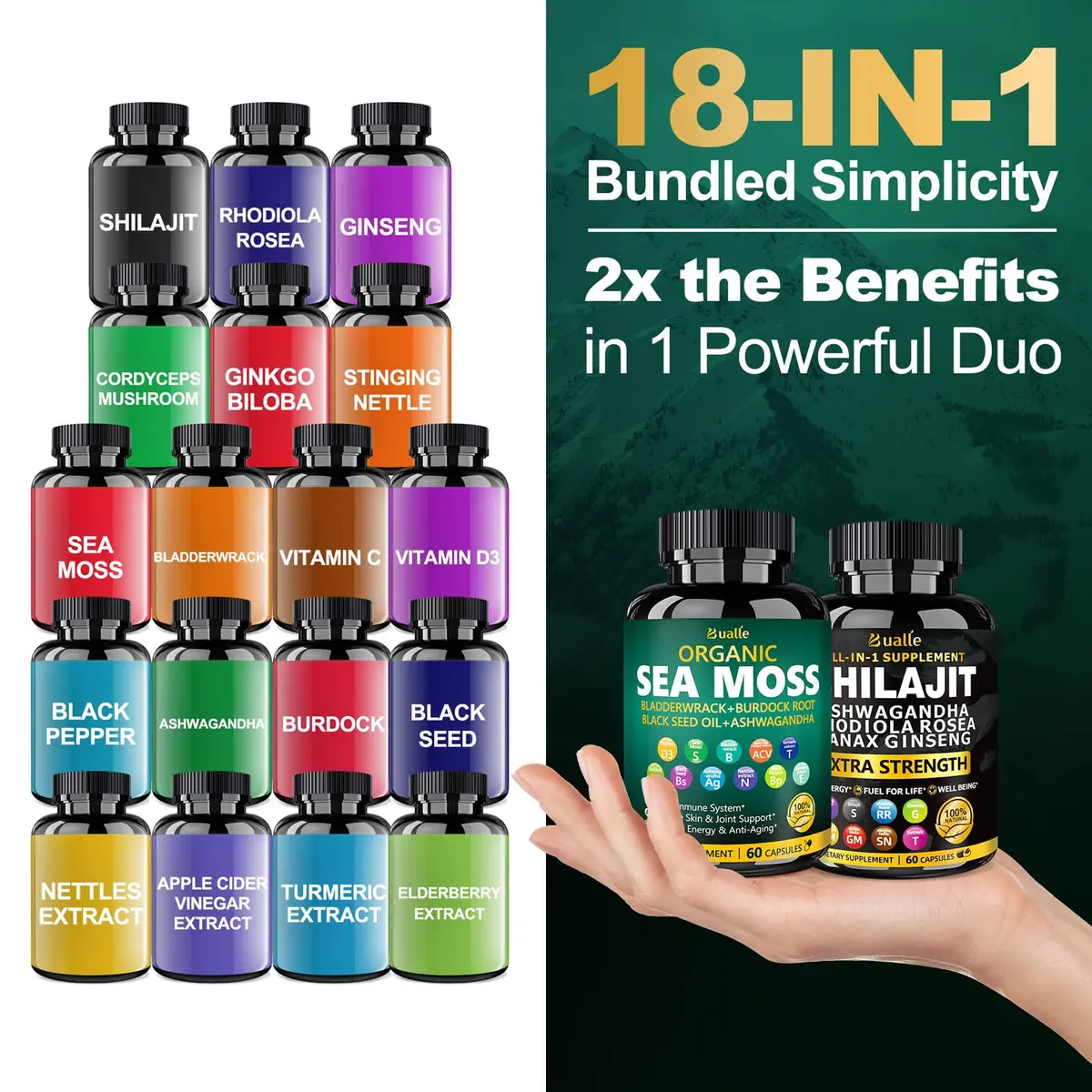 Bualle Shilajit Capsules 120 Count | Organic Himalayan & Immunity Boost - view 7
