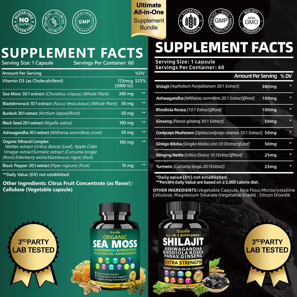Bualle Shilajit Capsules 120 Count | Organic Himalayan & Immunity Boost - view 3