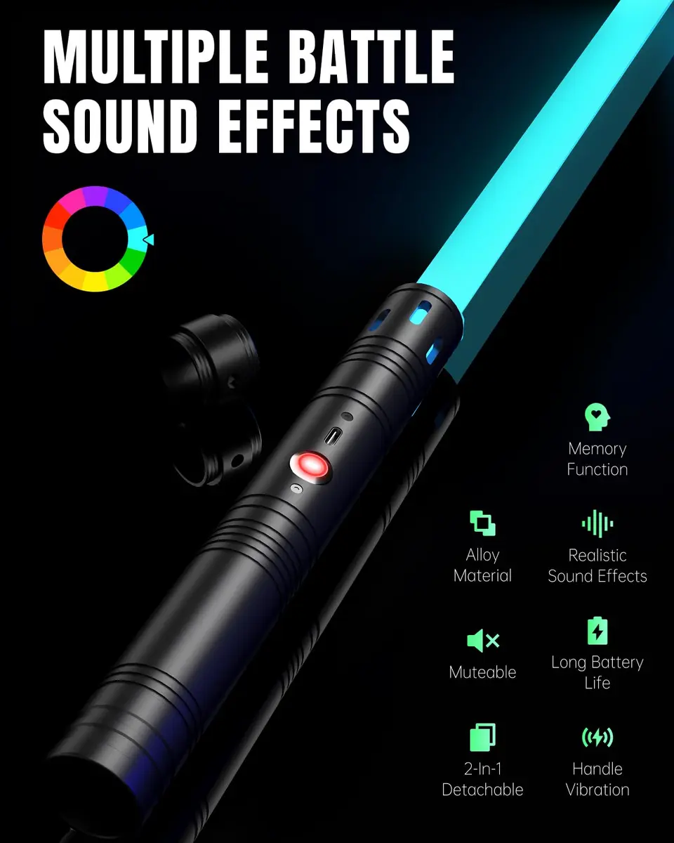 Viglaschill Dueling Lightsaber Toy 20 Colors 4 Modes | Rechargeable 2-in-1 Light Saber for Kids & Adults - view 5