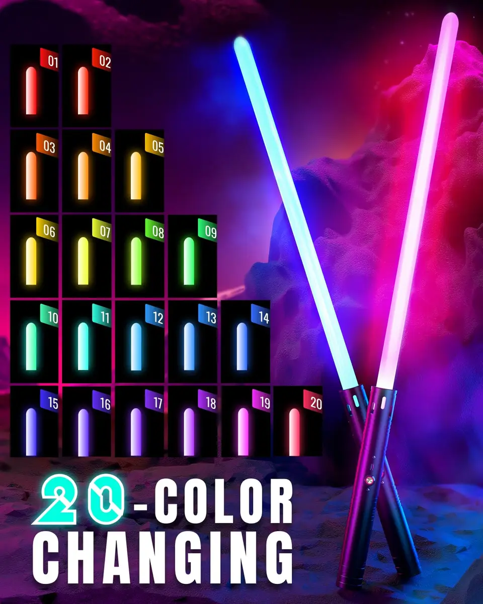 Viglaschill Dueling Lightsaber Toy 20 Colors 4 Modes | Rechargeable 2-in-1 Light Saber for Kids & Adults - view 2