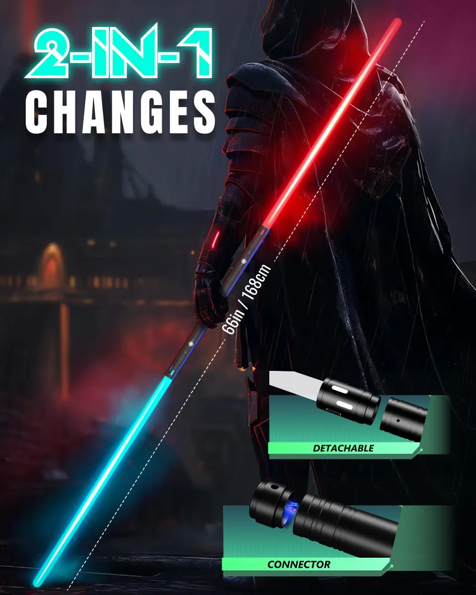 Viglaschill Dueling Lightsaber Toy 20 Colors 4 Modes | Rechargeable 2-in-1 Light Saber for Kids & Adults - view 3