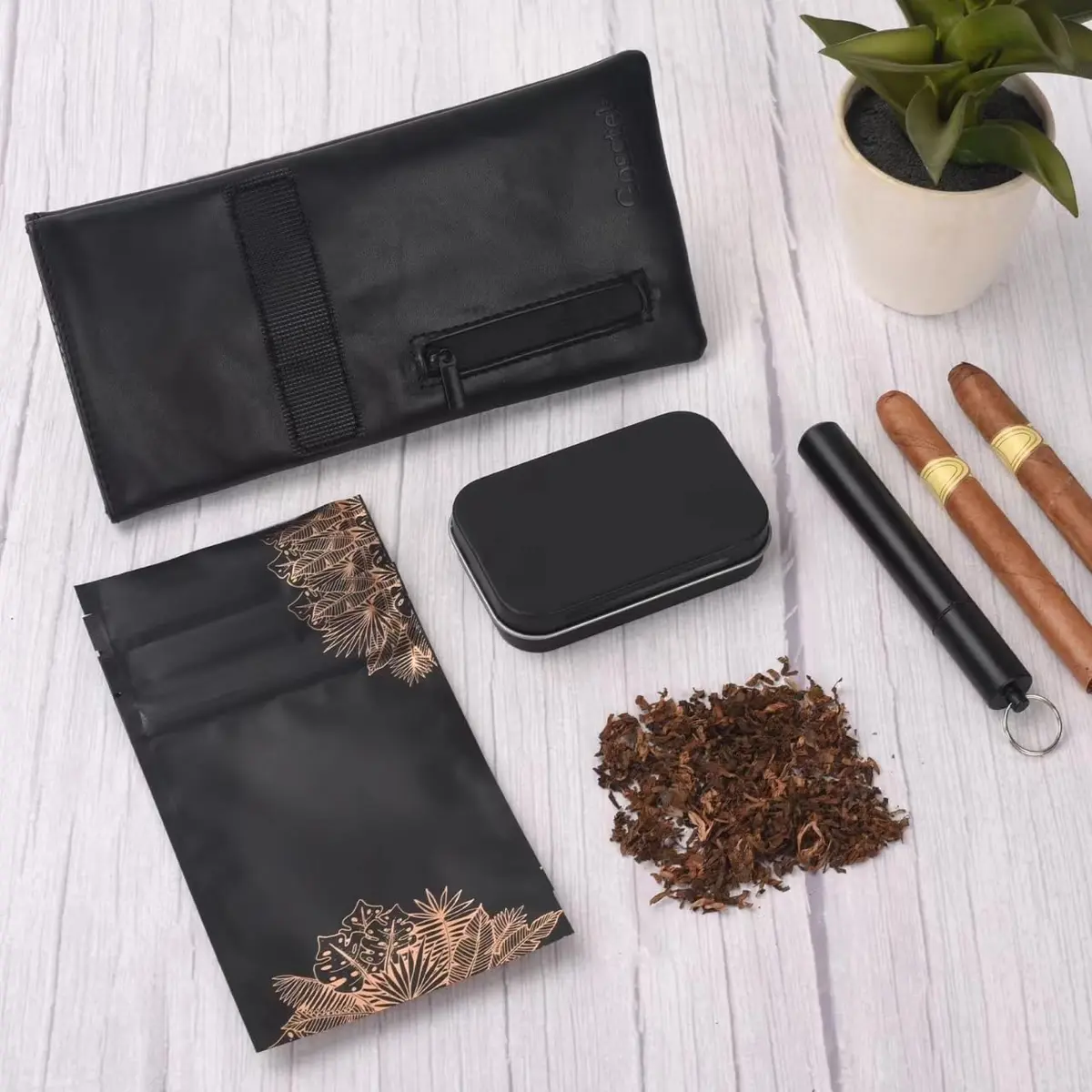 Gosstek Pocket Size Smell Proof Bag with 3 PCS Accessories | Compact PU Leather Travel Case for Women - view 4