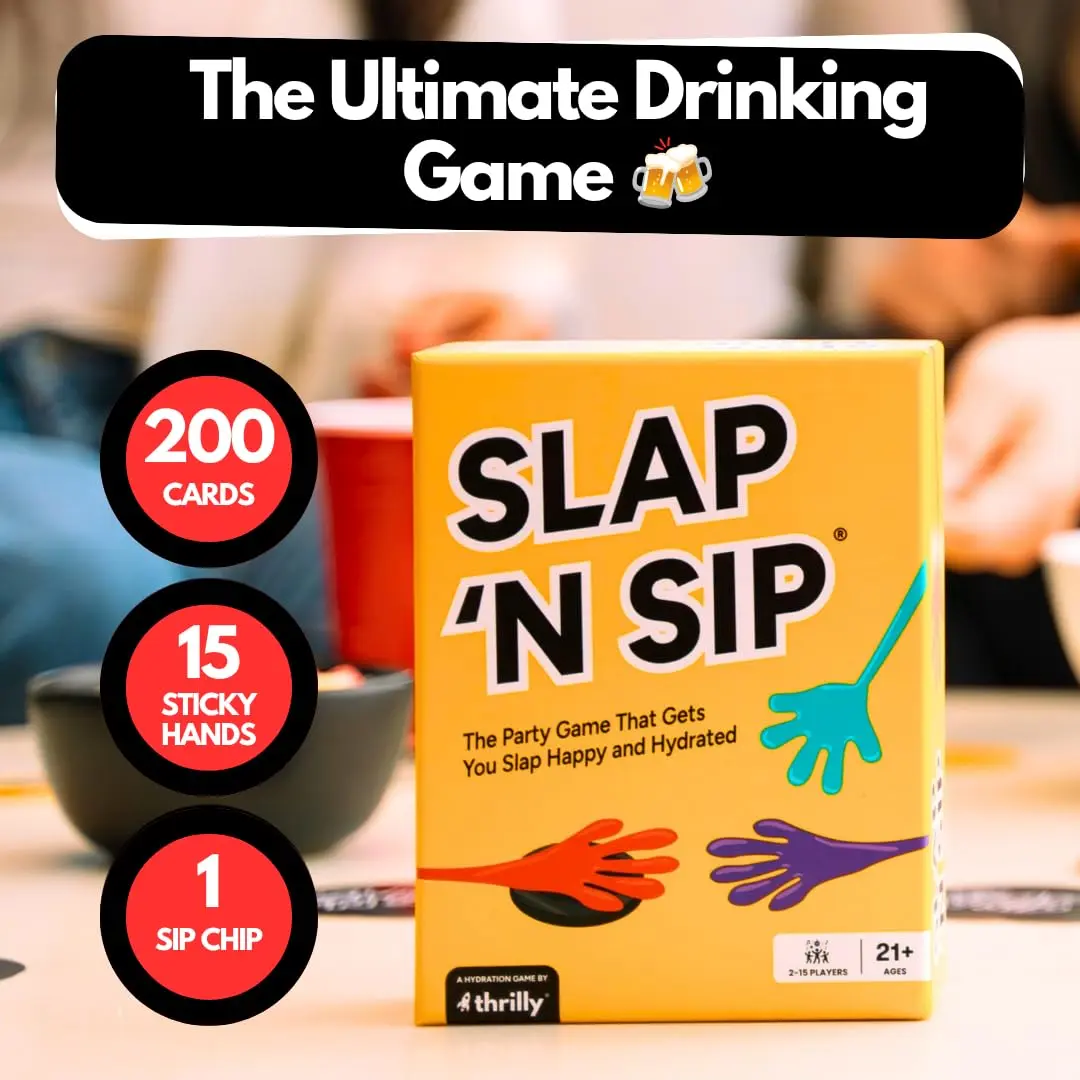 Slap N Sip Adult Drinking Game with 200 Cards & Sticky Hands | Fast-Paced Party Fun for Ages 21+ - view 5