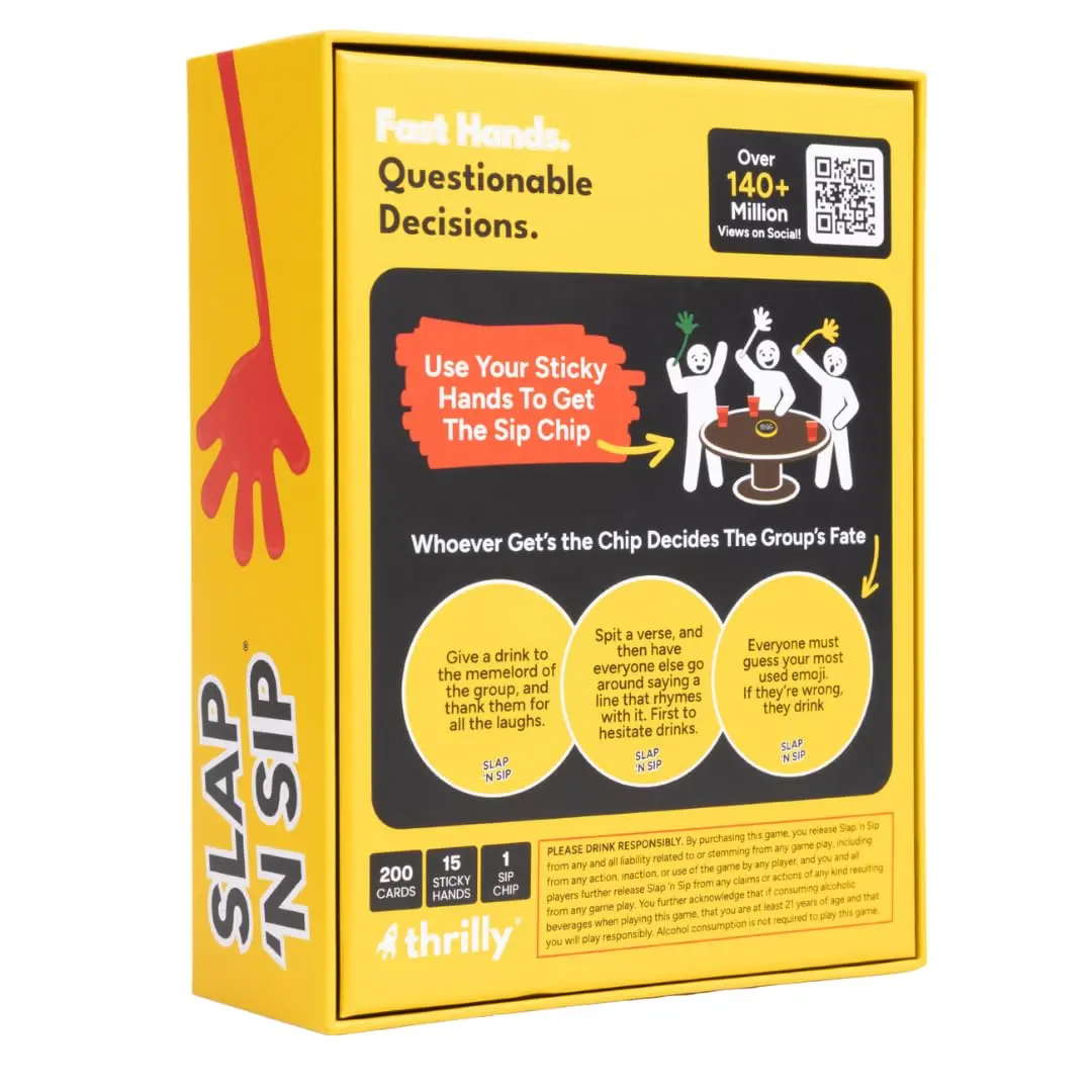 Slap N Sip Adult Drinking Game with 200 Cards & Sticky Hands | Fast-Paced Party Fun for Ages 21+ - view 8