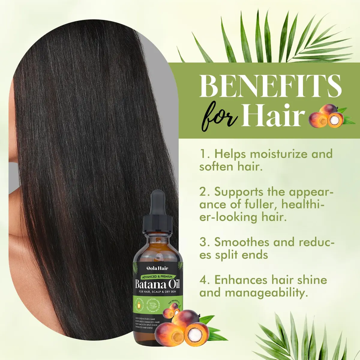Dolahair Batana Oil for Hair, Scalp & Skin 60 mL (2.03 Fl Oz) | Natural Elaeis Oleifera Kernel Oil for Dry Hair - view 2
