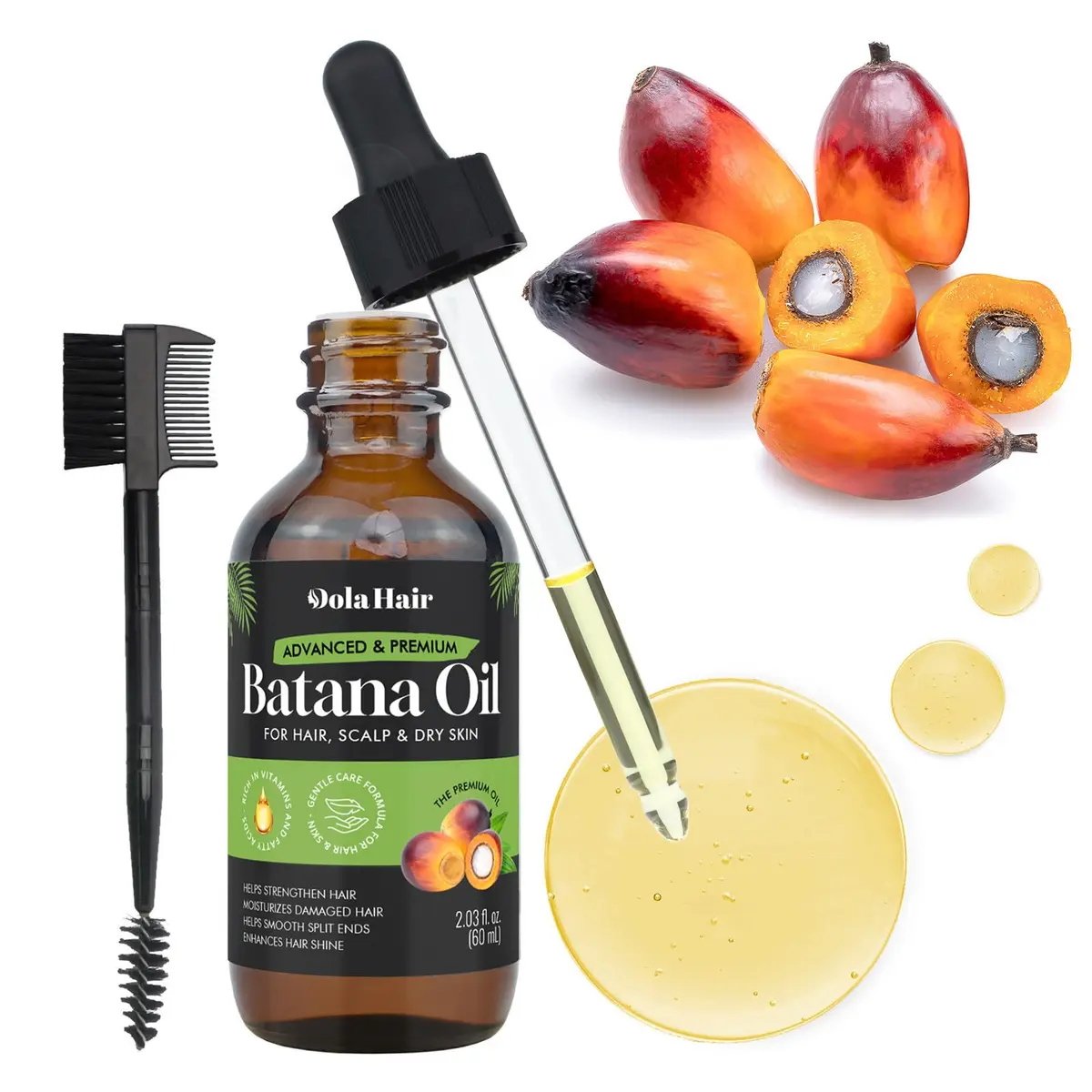 Dolahair Batana Oil for Hair, Scalp & Skin 60 mL (2.03 Fl Oz) | Natural Elaeis Oleifera Kernel Oil for Dry Hair - view 3