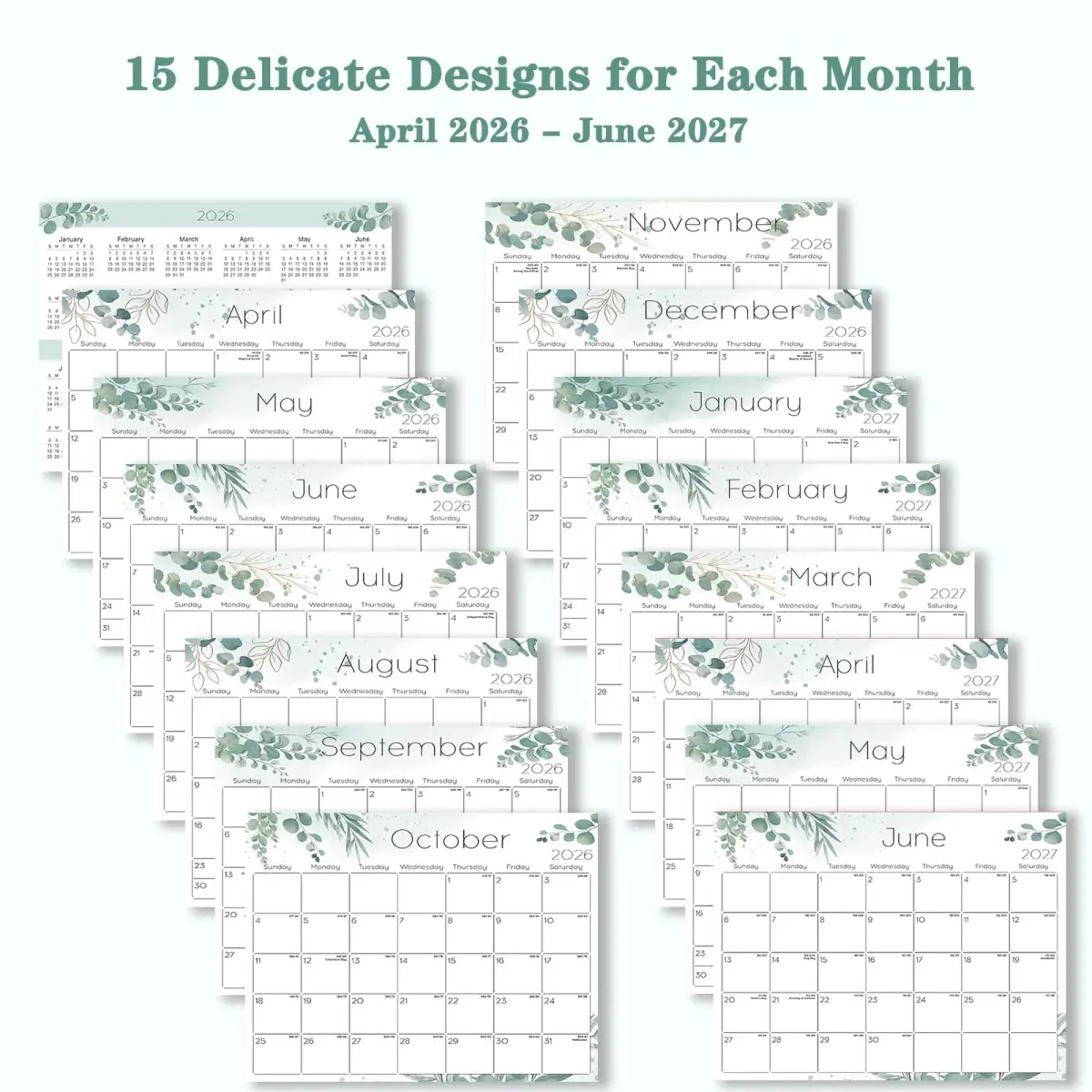 Ymumuda Small Desk Calendar 2026-2027 20 cm x 15 cm | Academic Year Planner with Stickers - view 4