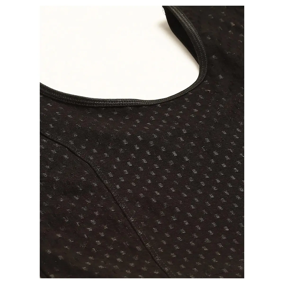 Fressia Fabrics Round Neck Saree Blouse 3XL | Pure Cotton, Stretchable, Black, Fully Stitched - view 6