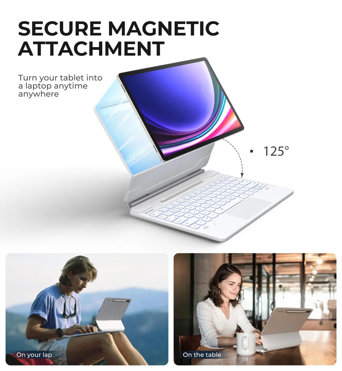 Dexnor Bluetooth Keyboard for Samsung Galaxy Tab S10+ Plus/S9+ Plus/S9 FE+/S7 FE | 12.4 Inch | Long Battery Life & Backlit - view 4