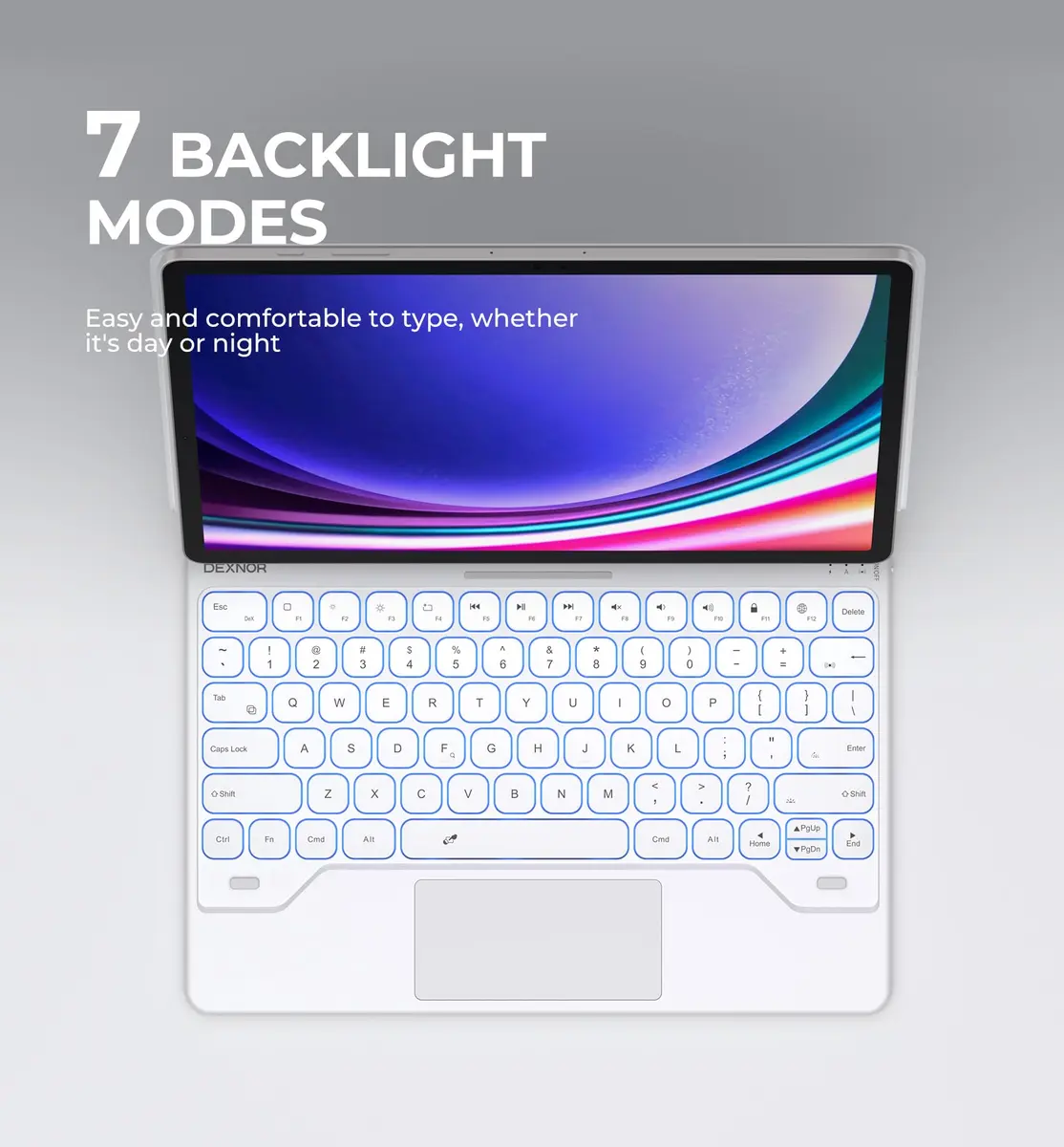 Dexnor Bluetooth Keyboard for Samsung Galaxy Tab S10+ Plus/S9+ Plus/S9 FE+/S7 FE | 12.4 Inch | Long Battery Life & Backlit - view 5