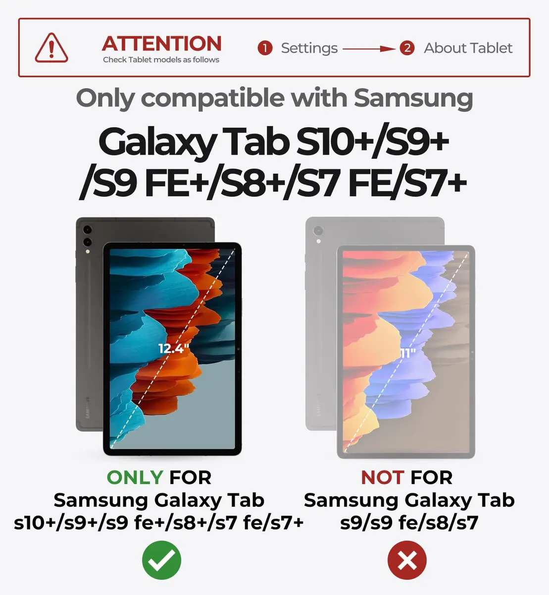 Dexnor Bluetooth Keyboard for Samsung Galaxy Tab S10+ Plus/S9+ Plus/S9 FE+/S7 FE | 12.4 Inch | Long Battery Life & Backlit - view 3