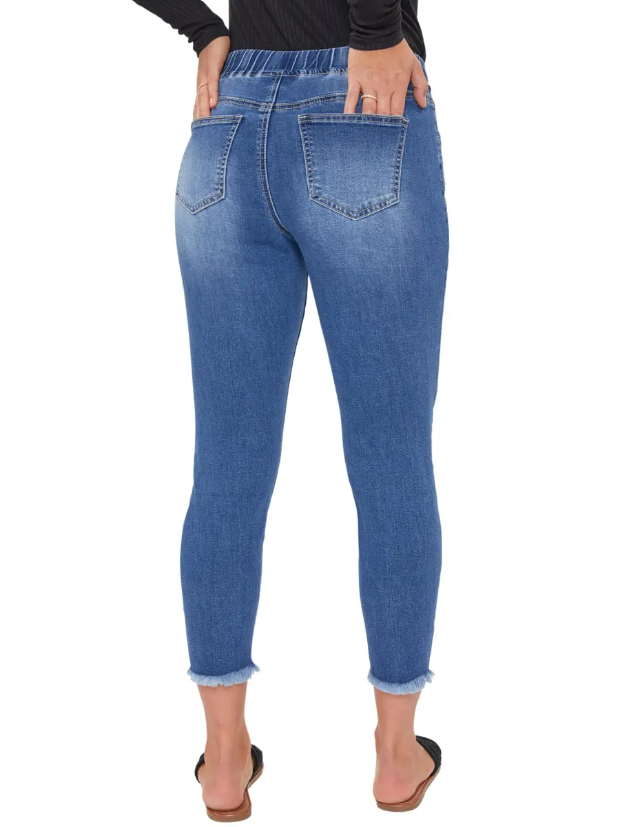 Royalty for Me Women's Petite High Rise Denim Ankle Jogger | Comfortable, Trendy & Petite Fit - view 2