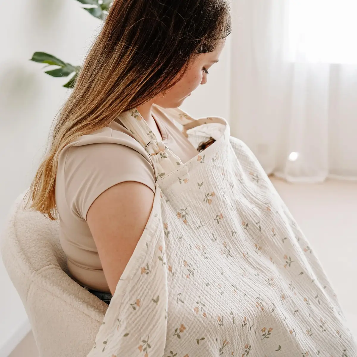 MairMore 100% Muslin Cotton Nursing Cover with Arch Neckline, 102cm x 71cm (40" x 28") | Breathable & Privacy for New Moms - view 2
