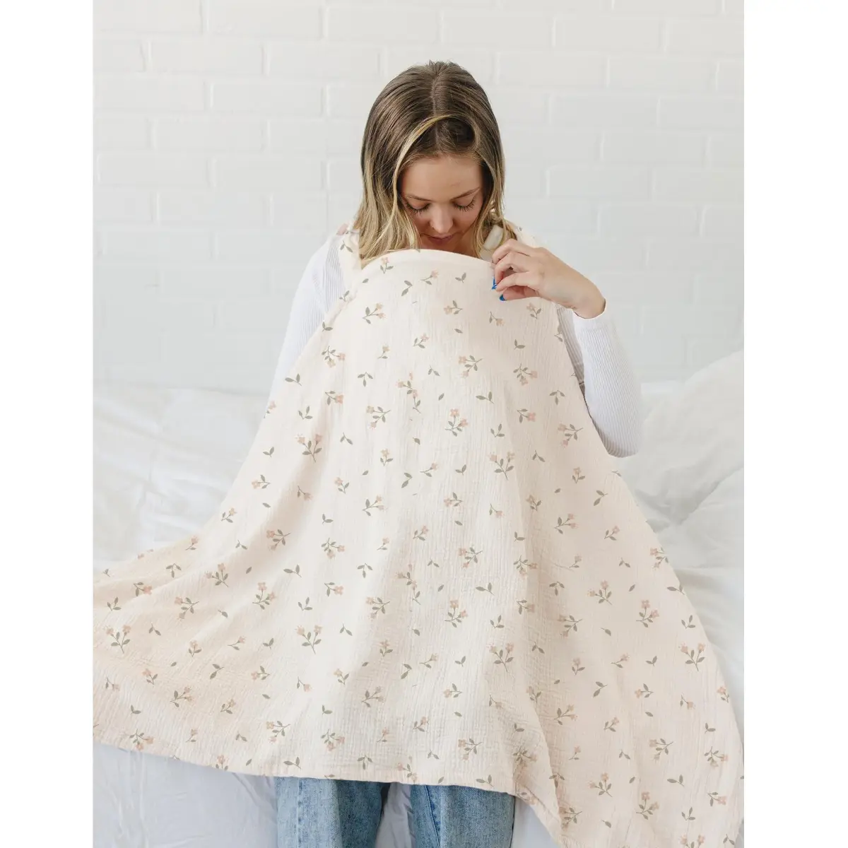 MairMore 100% Muslin Cotton Nursing Cover with Arch Neckline, 102cm x 71cm (40" x 28") | Breathable & Privacy for New Moms - view 4