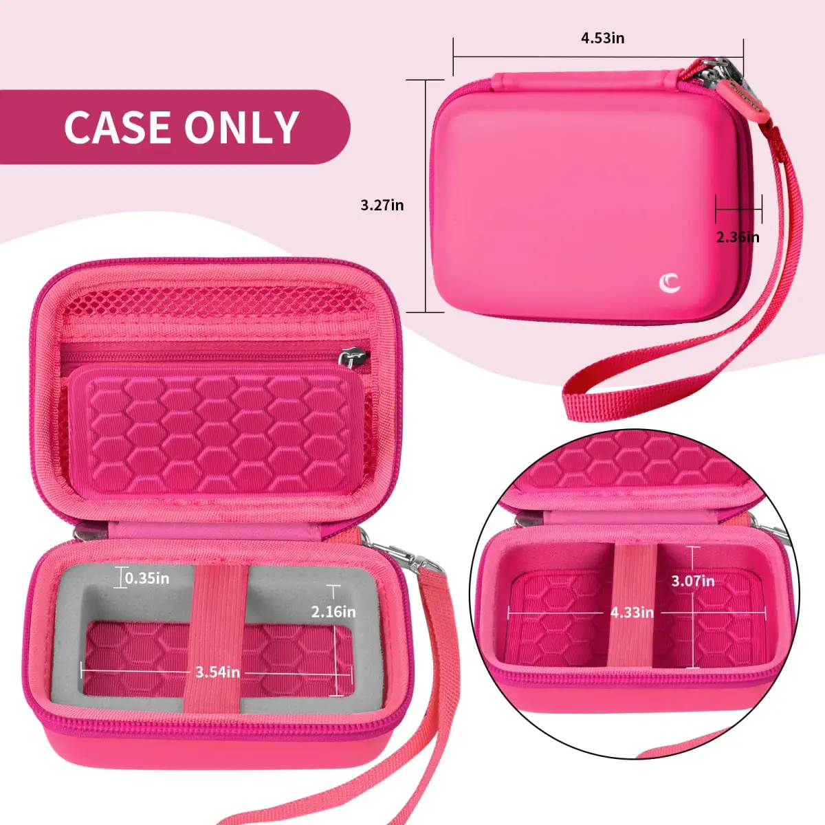 Comecase Digital Camera Case for Kodak PIXPRO FZ45 FZ55, Bright Pink, 12.5cm (4.9in) | Protects Small Cameras Up To 11cm x 7cm x 5.8cm - view 5