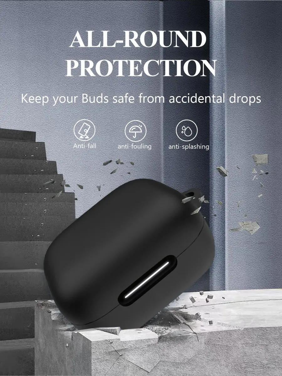 WUNIAK Black Silicone Case for Soundcore by Anker P30i Earbuds | Protective Portable Scratch Shock Resistant Hard Shell with Cleaner Kit & Carabiner & Lanyard - view 5
