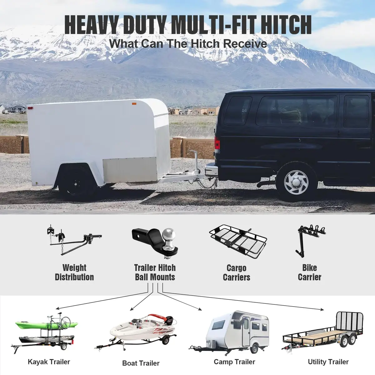 HD Ridez 2 Inch Trailer Hitch Receiver | Class 3, Carbon Steel, Black | Compatible with Chevrolet/GMC - view 6