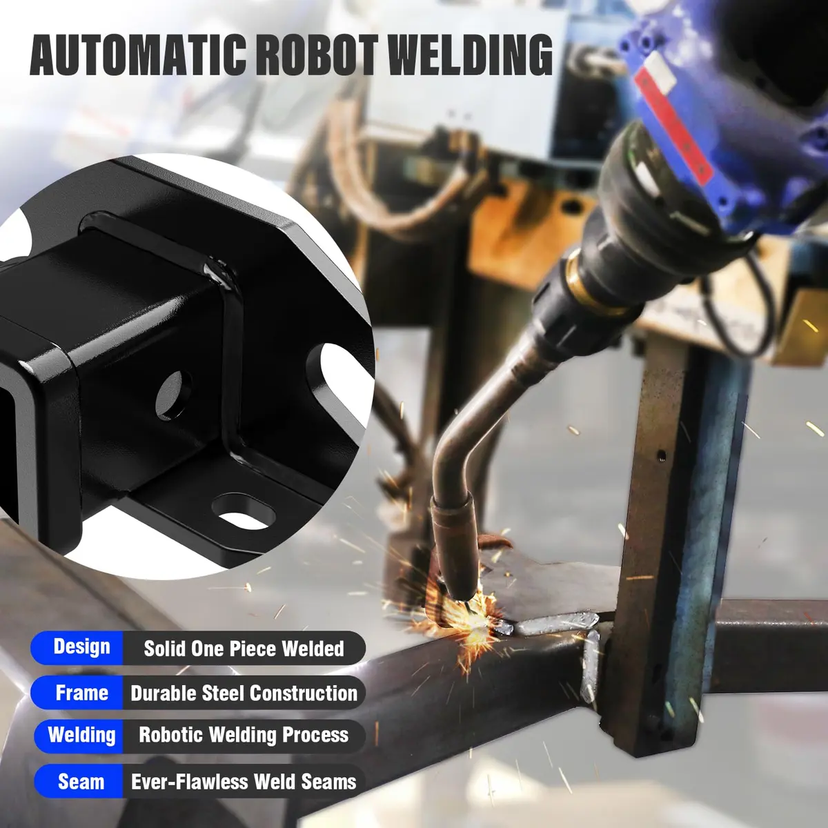 HD Ridez 2 Inch Trailer Hitch Receiver | Class 3, Carbon Steel, Black | Compatible with Chevrolet/GMC - view 4