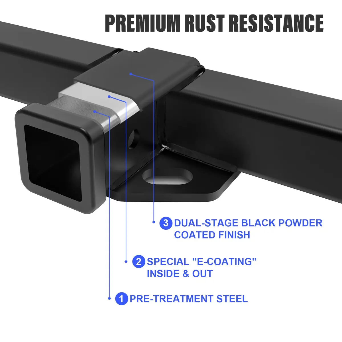 HD Ridez 2 Inch Trailer Hitch Receiver for Nissan/Infiniti | Class 3, Carbon Steel, Black - view 5