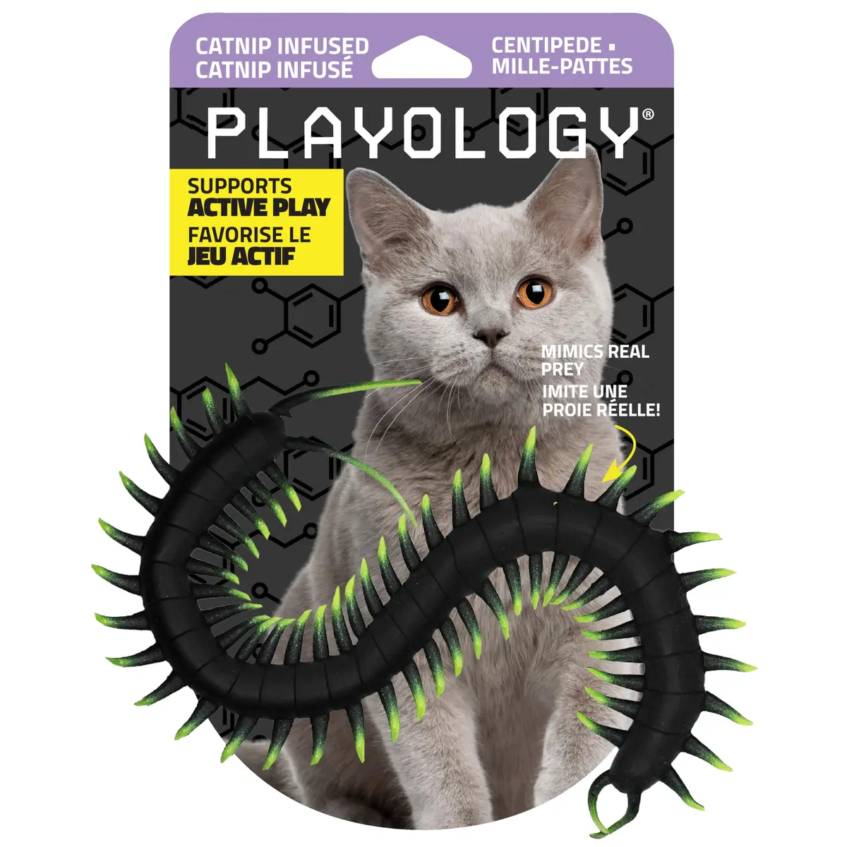 Playology Cat Toys - Catnip Infused Centipede Cat Toy for Chase and Pounce | Stimulates Wild Instincts - main product image