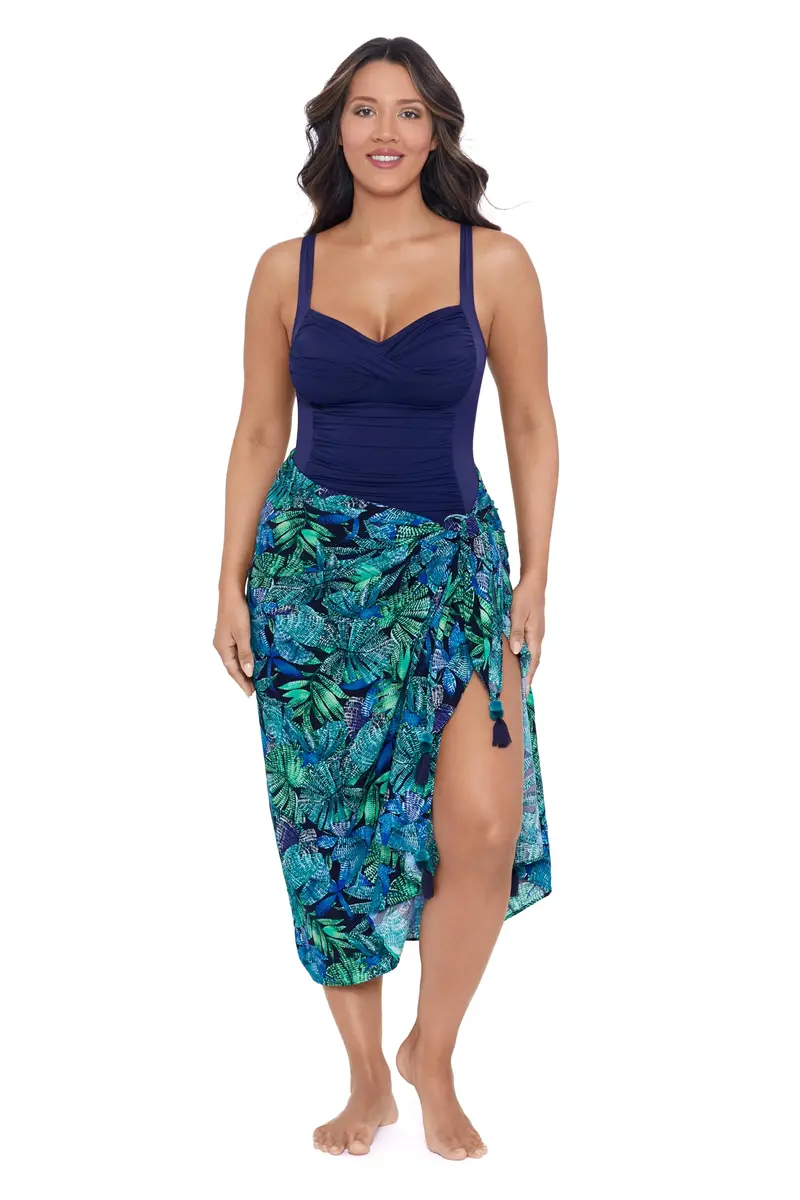 Trimshaper Women's Coverup Pareo Mosaic Jungle One Size | Adjustable Boho Beach Essential - main product image