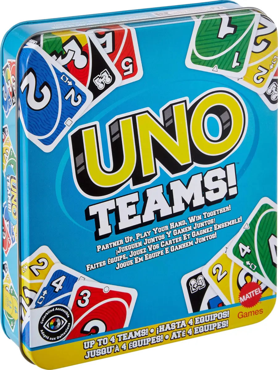 Mattel Games UNO Teams Card Game, Ages 7+, 2-10 Players | Team-Based Gameplay with Special Rules - main product image