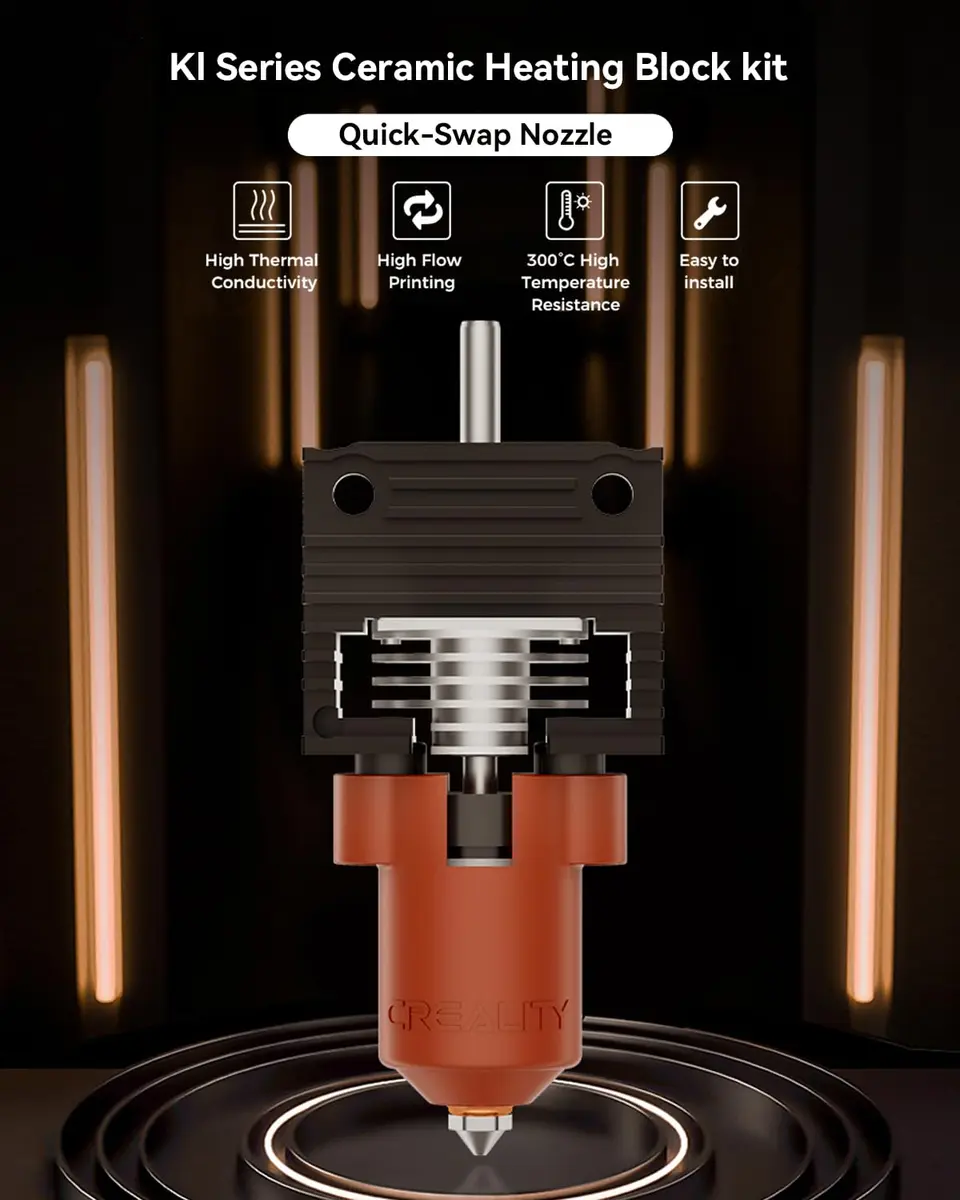 Creality Official K1 Max/K1C/K1 SE/K1 Ceramic Heating Block Kit | Supports 300°C High Temp, High-Speed Printing - view 2