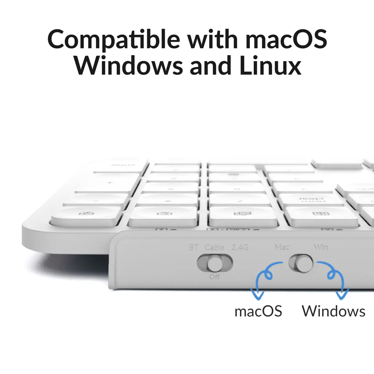 Keychron B1 Pro Ultra-Slim Wireless Keyboard White | 2.4 GHz, Bluetooth, Wired Connection for Mac Windows Linux - view 7