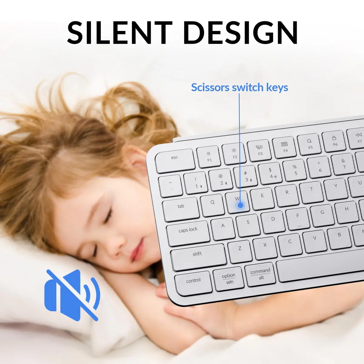 Keychron B1 Pro Ultra-Slim Wireless Keyboard White | 2.4 GHz, Bluetooth, Wired Connection for Mac Windows Linux - view 4