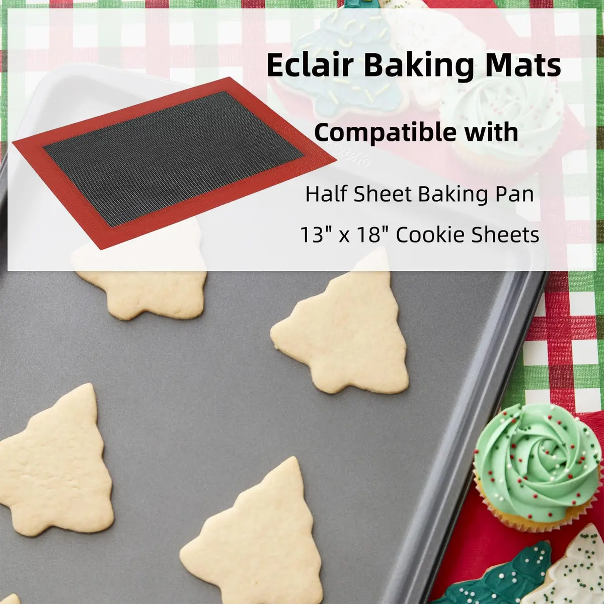 Amyandone Silicone Baking Mat with Microperforated, 2 PCS 40cm x 31cm (16" x 12") | Non-Stick Oven Liner for Half Sheet Pan, Reusable Air Mesh Silicone Mat - view 8