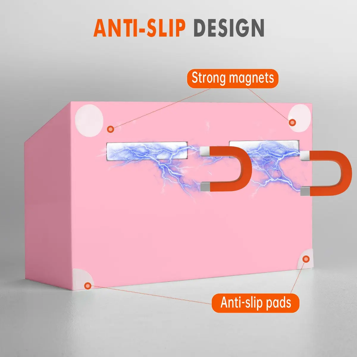 BEYGORM Magnetic Dry Erase Marker Holder with Anti-Slip Pad, 2 Compartments, Pink | 15.0 cm (5.9 in) Organizer for Whiteboards & Fridges - view 2
