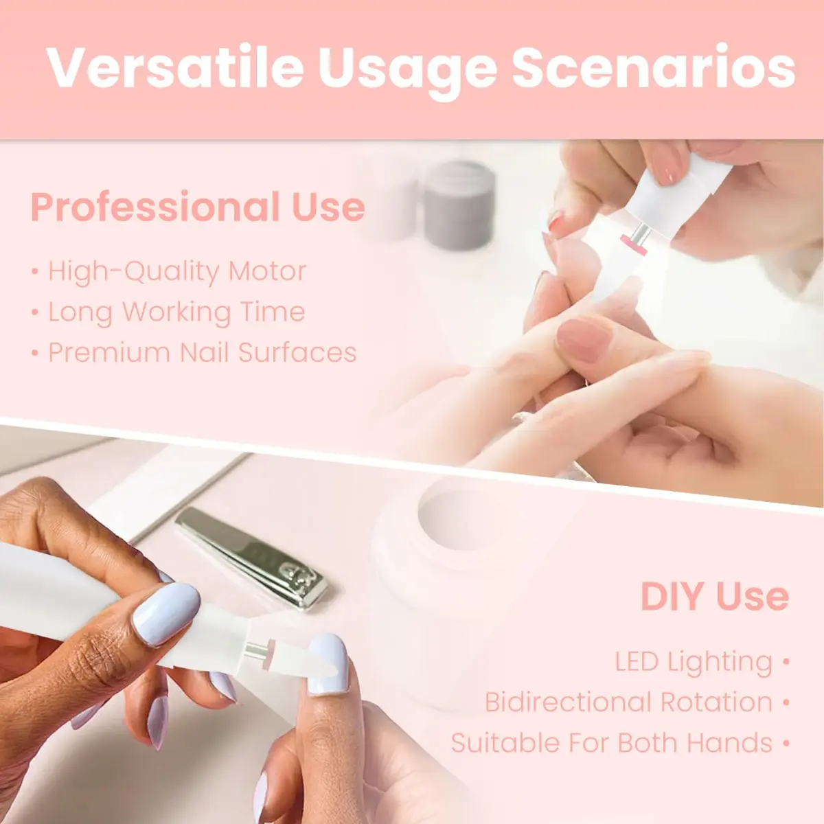 KIARYUOLL Cordless Rechargeable Nail Drill Kit White | 5 Speed LED, 18000 RPM, 4-Hour Battery - view 4