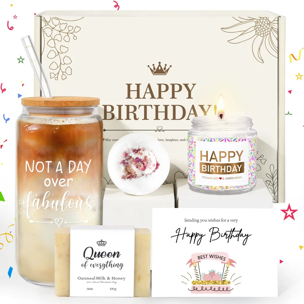 iAOVUEBY Not a Day over Fabulous Glass Gift Box 16oz | Unique Birthday Gift for Women - main product image