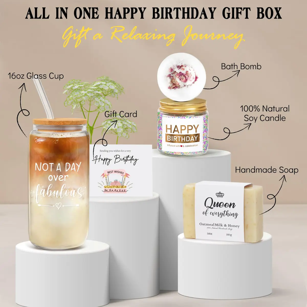iAOVUEBY Not a Day over Fabulous Glass Gift Box 16oz | Unique Birthday Gift for Women - view 6
