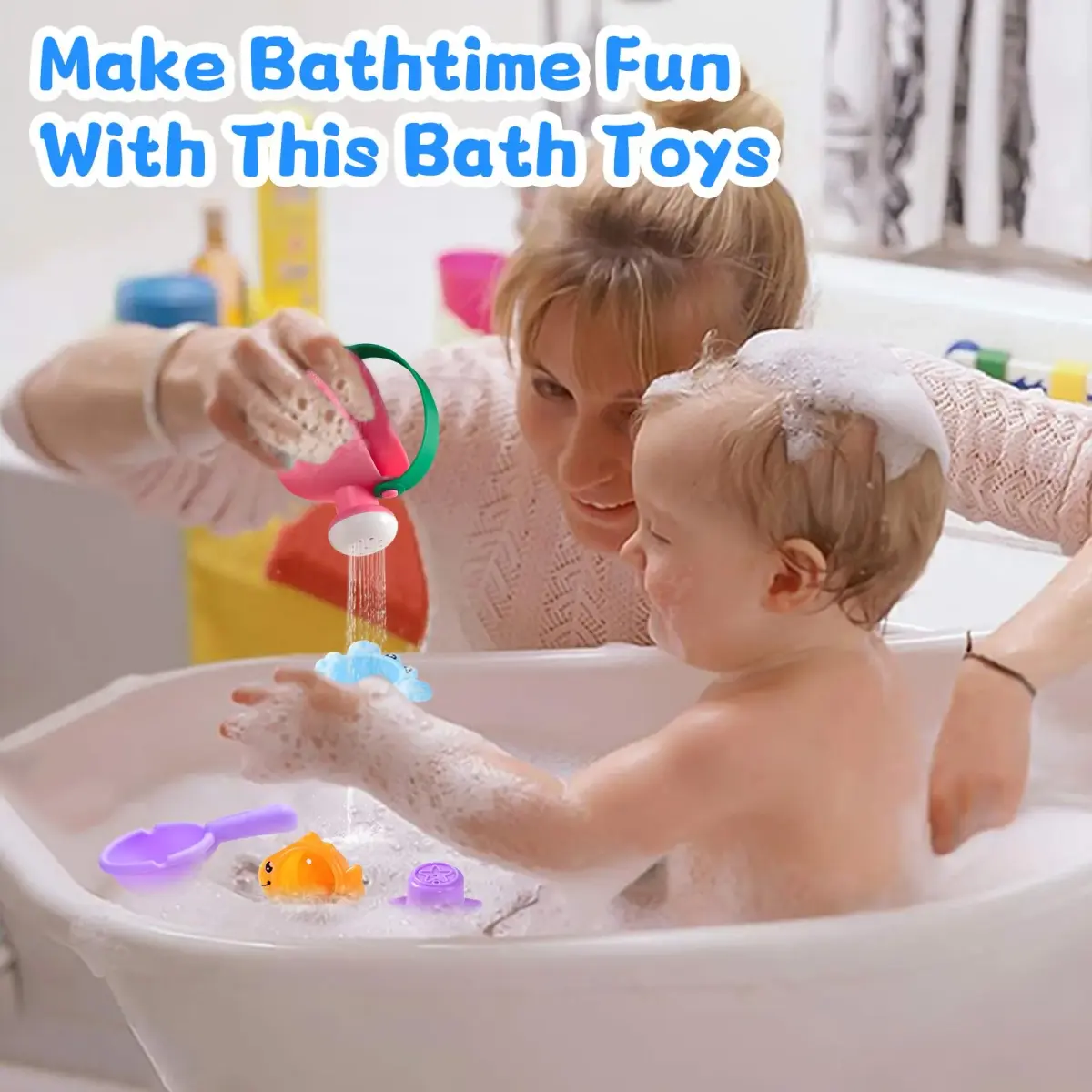 Fajiabao Baby Bath Toys for Kids Ages 1-3 Toddler Bath Toys Mold Free for 2-4 Bathtub Sand Beach Pool Water Toys for 1+ Year Old Girl Gifts 5 PCS (Color Random) - view 4
