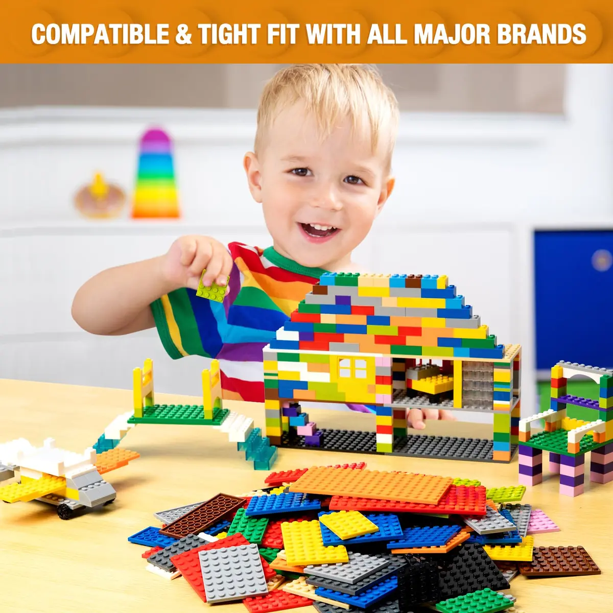 MANNIDOO 110 Pieces Small Building Plates Set, 12 Colors, 11 Sizes | ASTM-Tested ABS Plastic for Creative Play - view 2