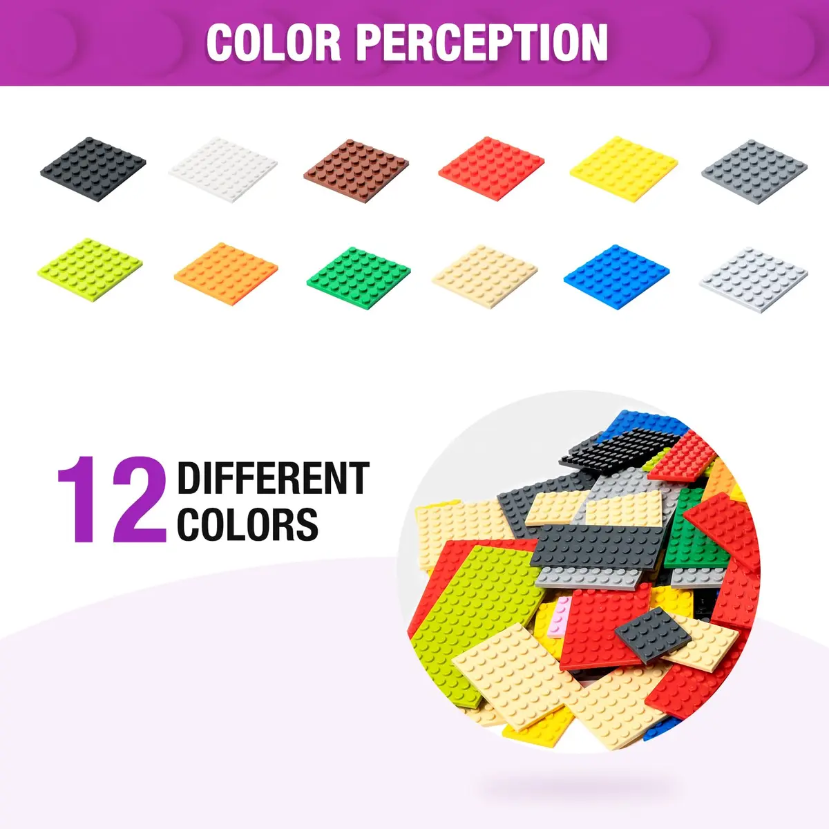 MANNIDOO 110 Pieces Small Building Plates Set, 12 Colors, 11 Sizes | ASTM-Tested ABS Plastic for Creative Play - view 4