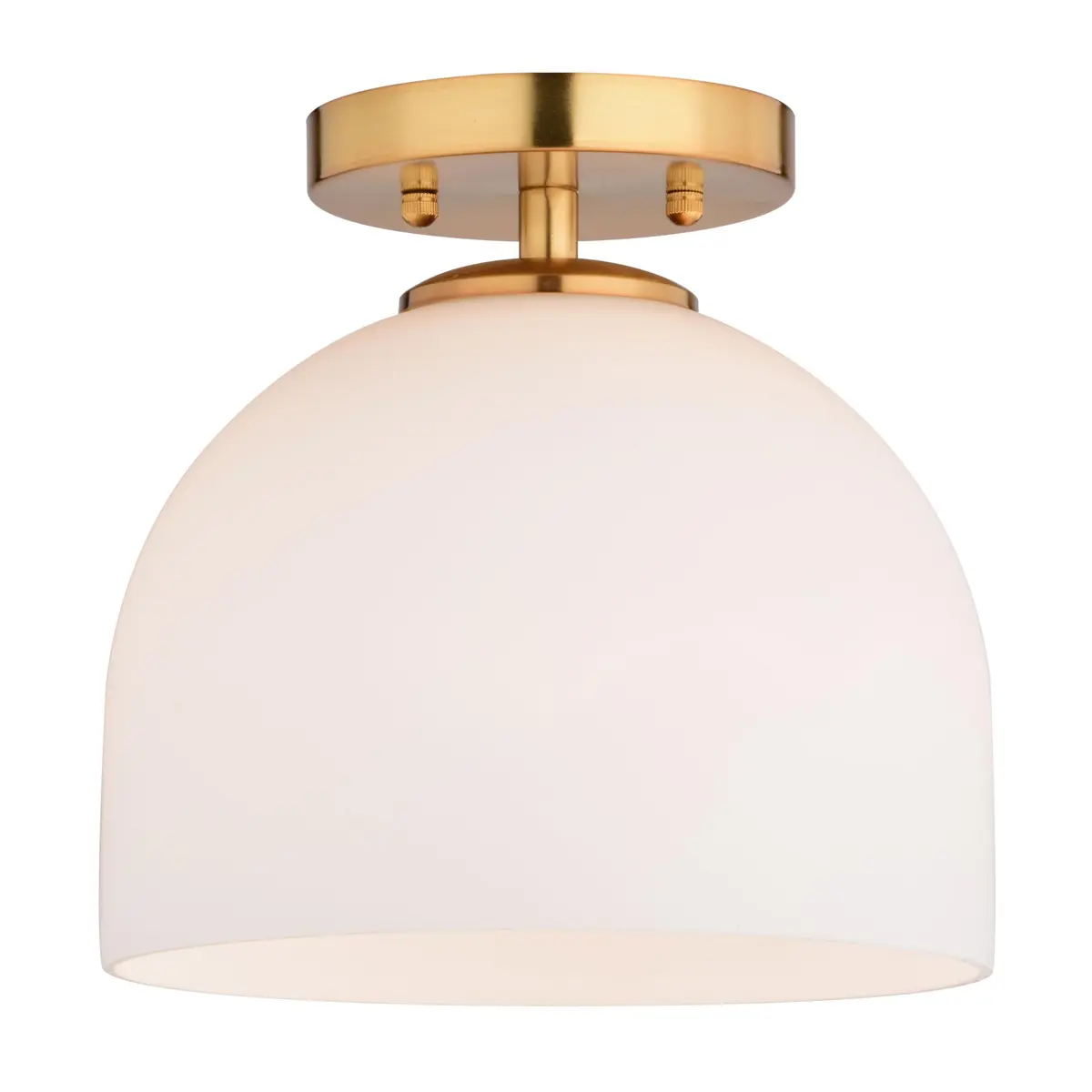 VAXCEL Shelby Semi-Flush Mount Ceiling Light 9.25-in W Gold Brass | White Glass Bright Illumination - main product image