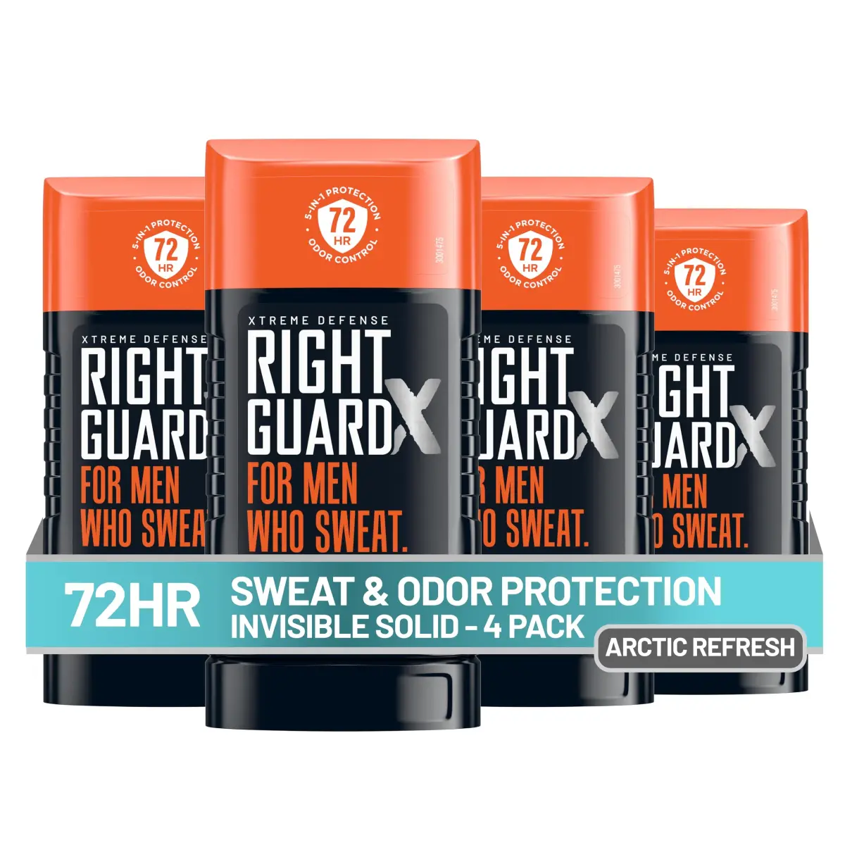 Right Guard Xtreme Defense Invisible Solid Antiperspirant Deodorant 10.4 oz (4 Pack) | 72-Hour Odor Control - main product image