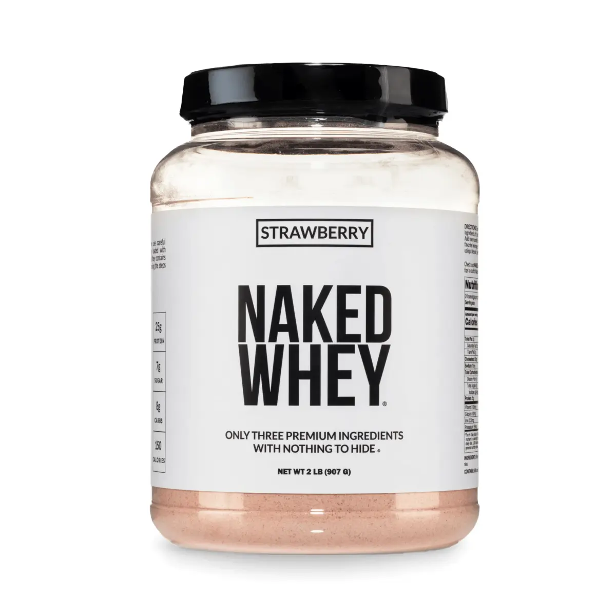 NAKED Strawberry Whey Protein Powder 907g (2 lb) | 25g Protein, 3 Ingredients, Grass Fed - main product image