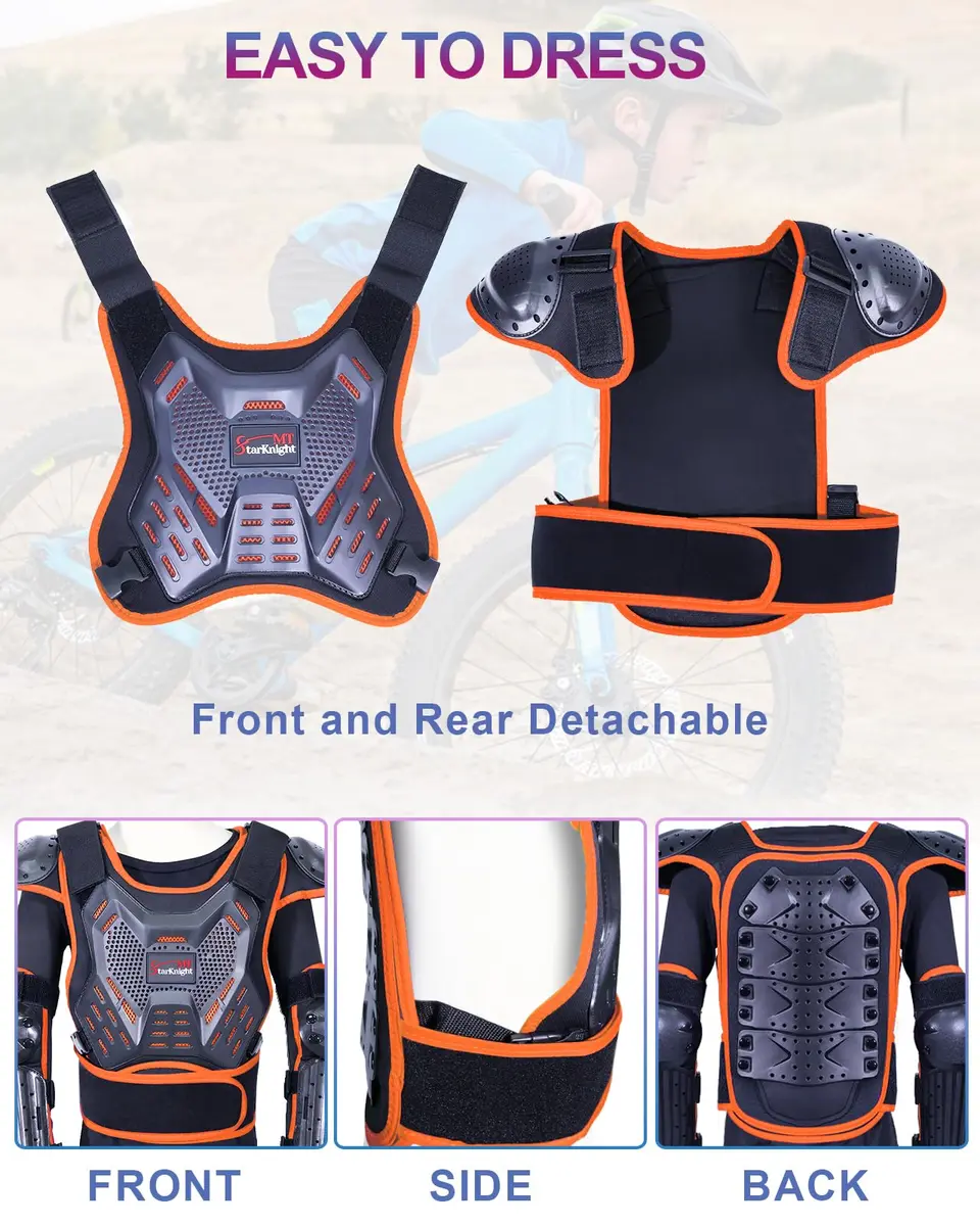 StarknightMT Kids Dirt Bike Gear Youth Motocross Chest Protector Suit | Impact Protection for Ages 3-12 - view 6