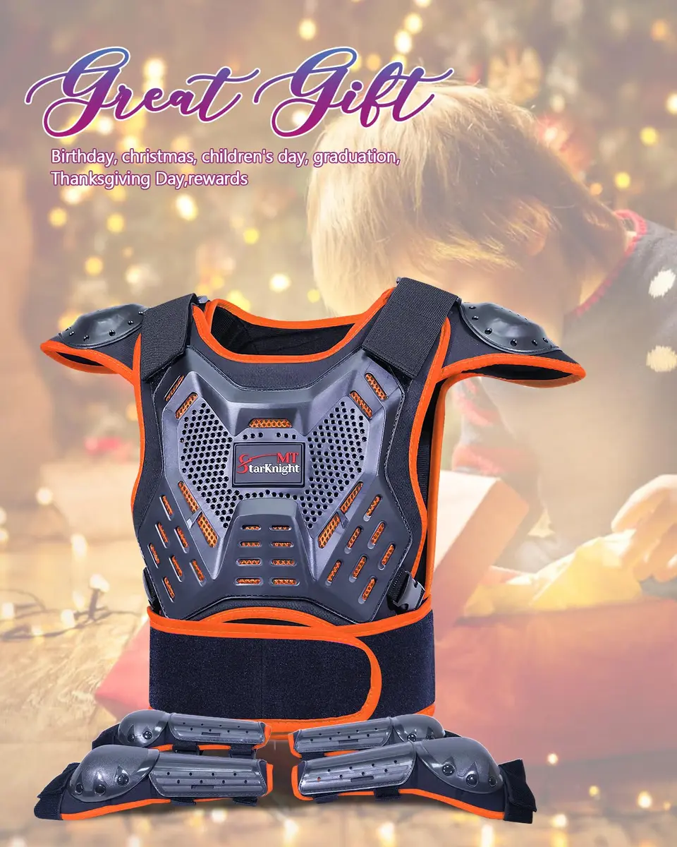 StarknightMT Kids Dirt Bike Gear Youth Motocross Chest Protector Suit | Impact Protection for Ages 3-12 - view 8