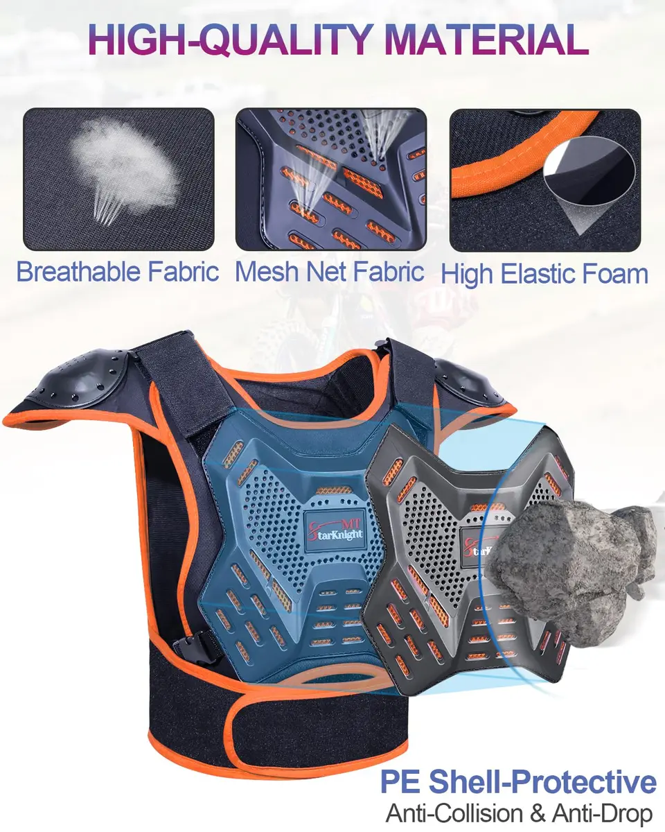 StarknightMT Kids Dirt Bike Gear Youth Motocross Chest Protector Suit | Impact Protection for Ages 3-12 - view 2