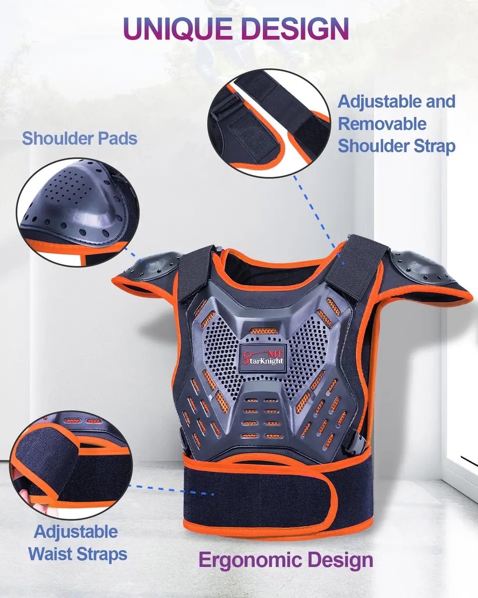 StarknightMT Kids Dirt Bike Gear Youth Motocross Chest Protector Suit | Impact Protection for Ages 3-12 - view 3