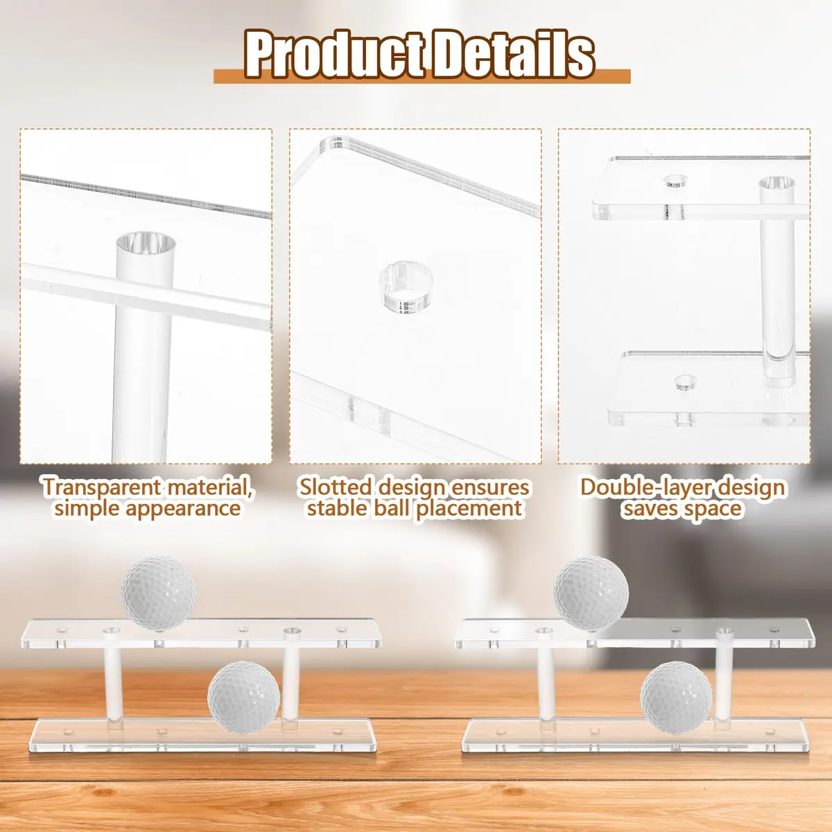 Silipull Golf Ball Display Rack 8 Balls Clear Acrylic | Elegant & Durable - view 3