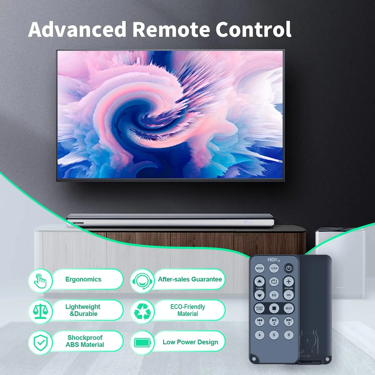 WDZP Universal Remote for Polk Audio Mini CD AM/FM HD Radio Soundbar | No Programming, 12m Infrared Range - view 3