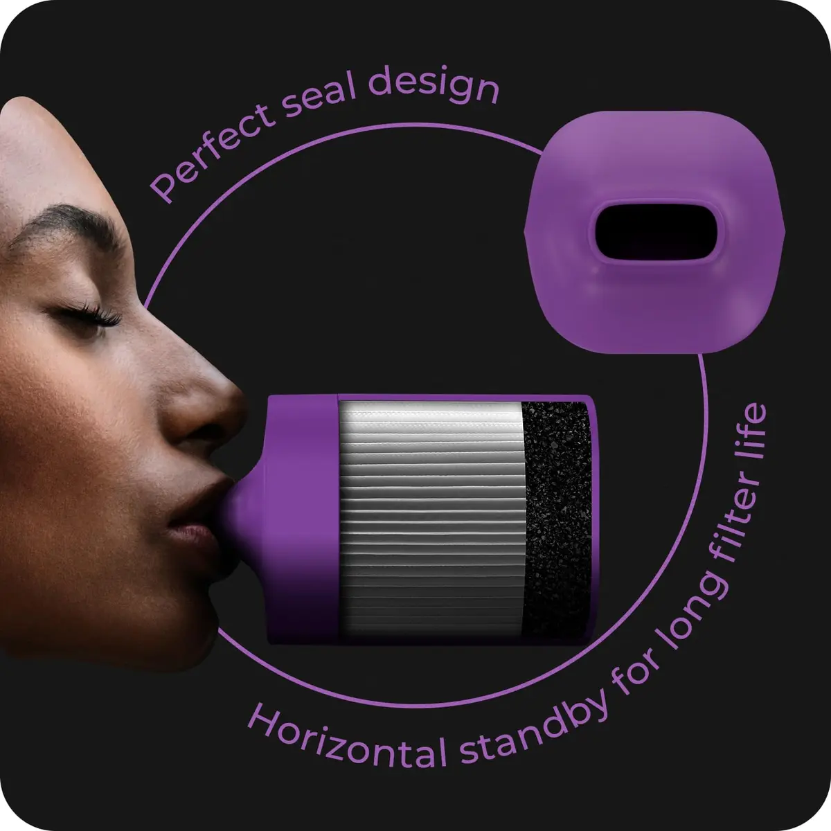 vonSploof Personal Air Filter with HEPA & Carbon Filter, Purple Case + 1 Recyclable Filter, 160g (5.6oz) | Traps Smoke & Odor - view 6