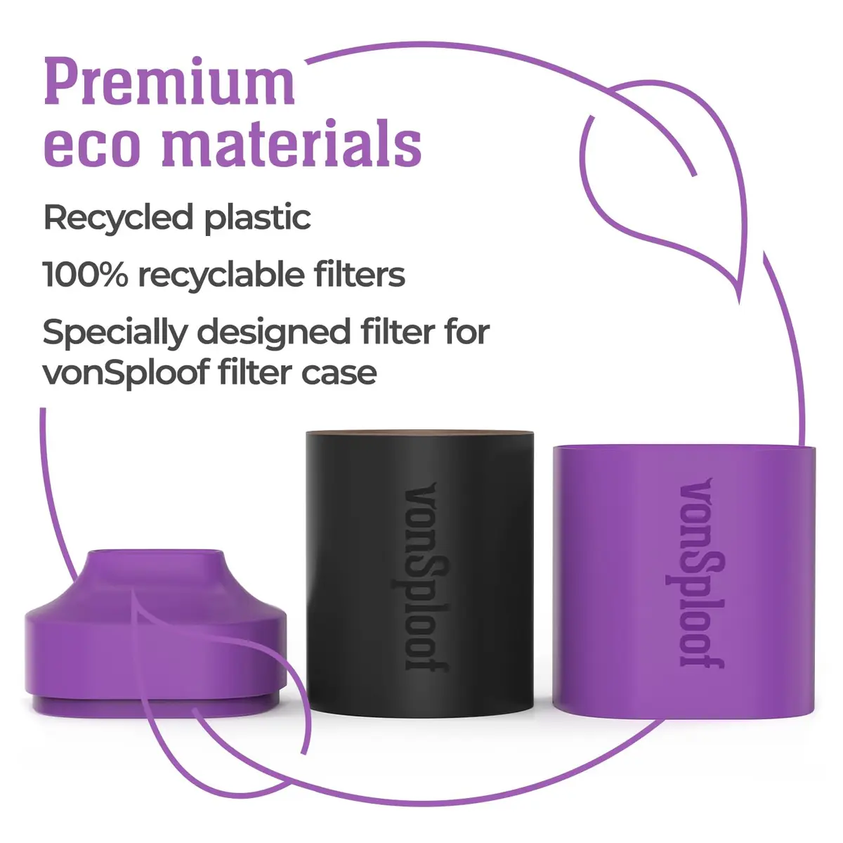 vonSploof Personal Air Filter with HEPA & Carbon Filter, Purple Case + 1 Recyclable Filter, 160g (5.6oz) | Traps Smoke & Odor - view 3