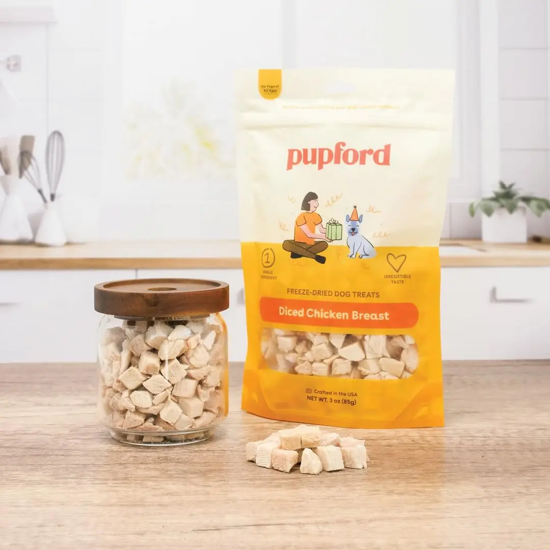 Pupford Freeze Dried Chicken Breast Treats for Dogs & Puppies (3 oz) | Healthy, Natural, Single Ingredient Dog Treats - view 2
